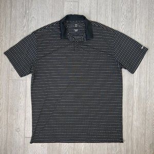 Nike Golf Dri Polo Black White Striped Short Sleeve Golf Shirt Mens XXL